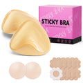 Mearter Ultra Push Up Sticky Bra Pads Inserts | Double Sided Adhesive Bra Inserts | Stick-on Bra for Sports Bra Swimsuit (Beige)