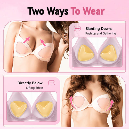 Mearter Ultra Push Up Sticky Bra Pads Inserts | Double Sided Adhesive Bra Inserts | Stick-on Bra for Sports Bra Swimsuit (Beige)